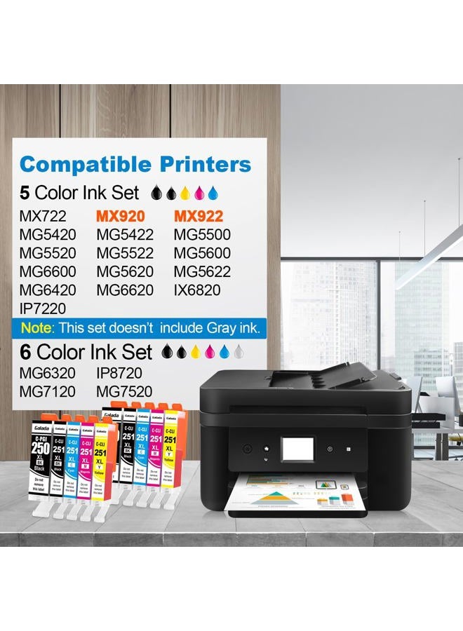Galada Compatible Ink Cartridges Replacement for Canon PGI-250XL CLI-251XL 250 251 XL for Pixma MX920 MX922 MX722 IP7220 IP8720 IX6820 MG5420 MG5422 MG5520 MG5522 MG5620 MG6320 Printer 10 Pack - Image 3