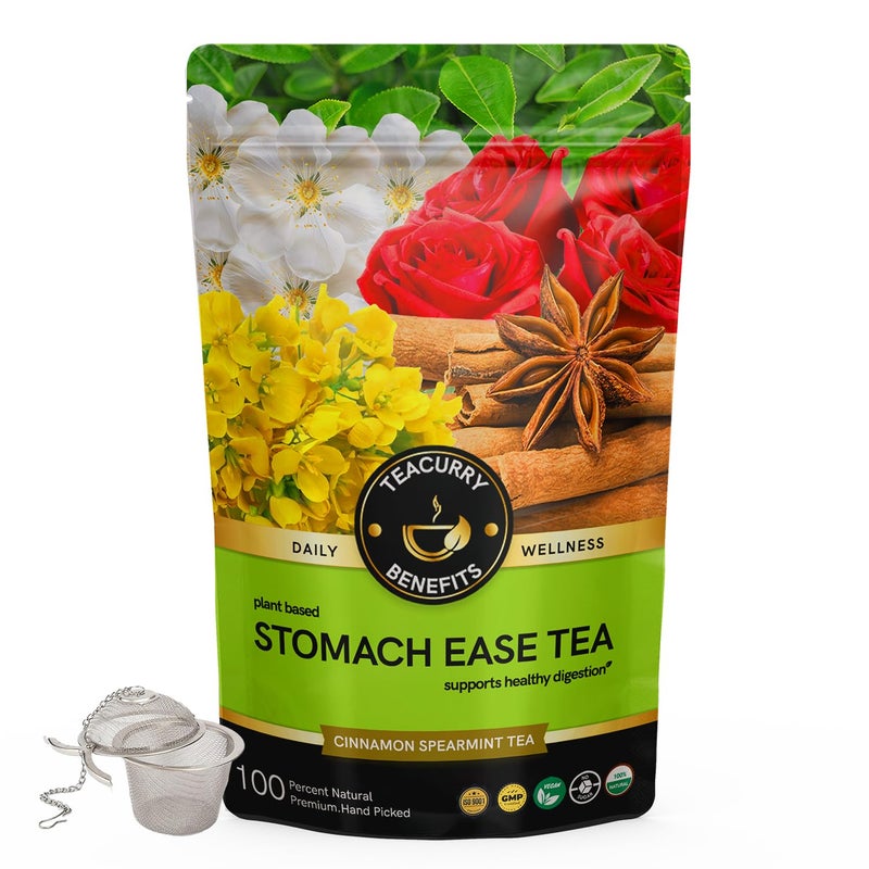 TEACURRY Digestion Tea - 200 Gram / 100 Cups + Infuser | Helps with Reduces Gastric Issues, relieve heartburn | Digestion Tea | 100% Natural | Stomach Ease Tea - Image 1