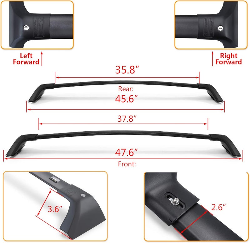 Autekcomma Heavy Duty Roof Rack Cross Bars Replacement for Highlander 2020-2026(not fit LE Models & Grand Highlander),Anti Theft Mechanism Lock with Max 260 lbs Loading Weight Crossbars - Image 5