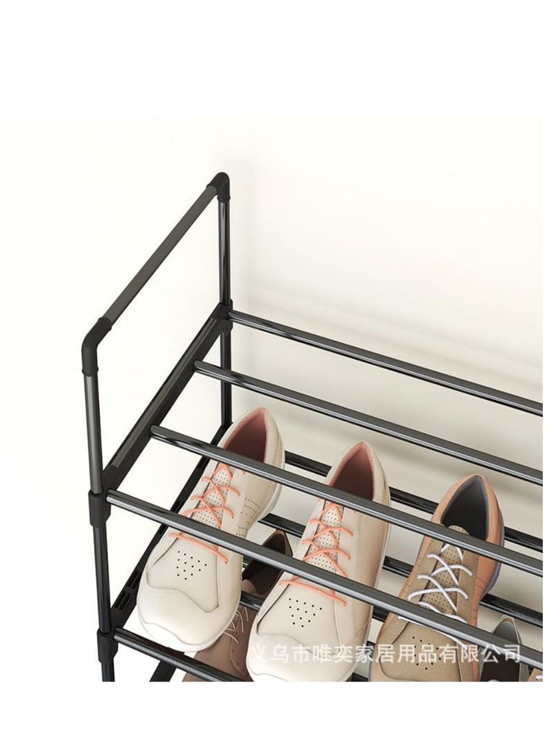 Cool Baby - COOLBABY 5 Tiers Metal Shoe Rack Adjustable Shoe Shelf Storage Organizer with Versatile Hooks Stackable Boot & Shoe Storage for Entryway Hallway Living Room Closet Black - Image 1