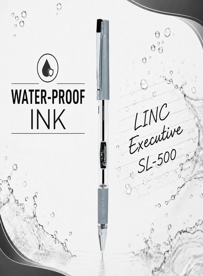 Linc 0.55mm Executive SL-500 Gel Pen | Water-Proof Ink & Textured Grip (Black Ink, Pack of 10) - Image 5
