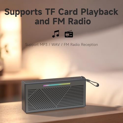 HOTTABLET Bluetooth Speaker Wireless Portable IPX5 Waterproof for Home Party Outdoor Beach, Black - Image 3