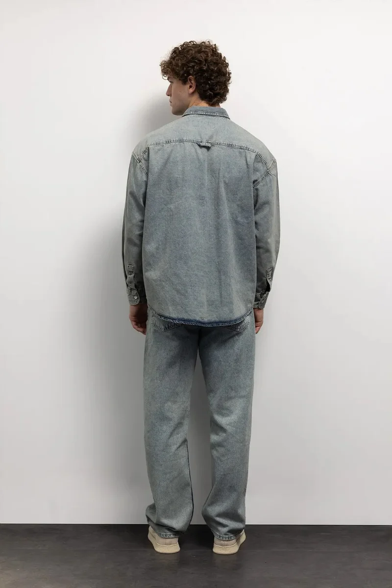 Giesto Maya Blue GIESTO Regular Fit Denim Buttoned Shirt with Pocket for Men | Best Price UAE