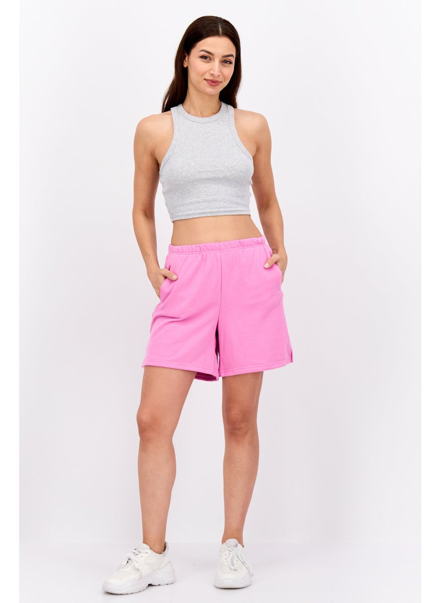 UNDIZ - Women Solid Basic Short, Pink - Image 1
