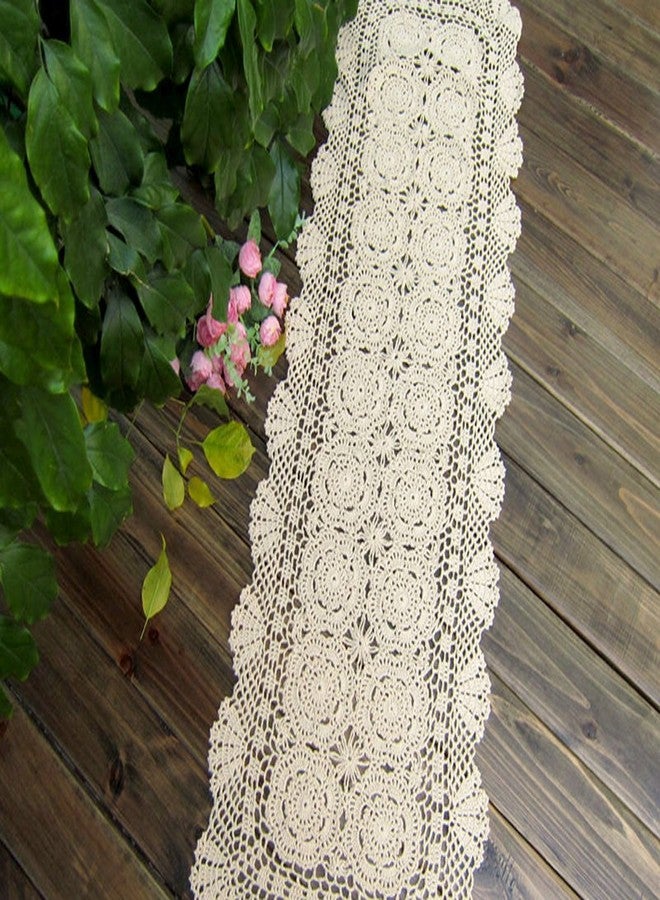 Damanni Rectangular Cotton Handmade Crochet Lace Table Runner Doilies Table Dresser Scarf Décor,16 Inch by 55 Inch，Beige - Image 5