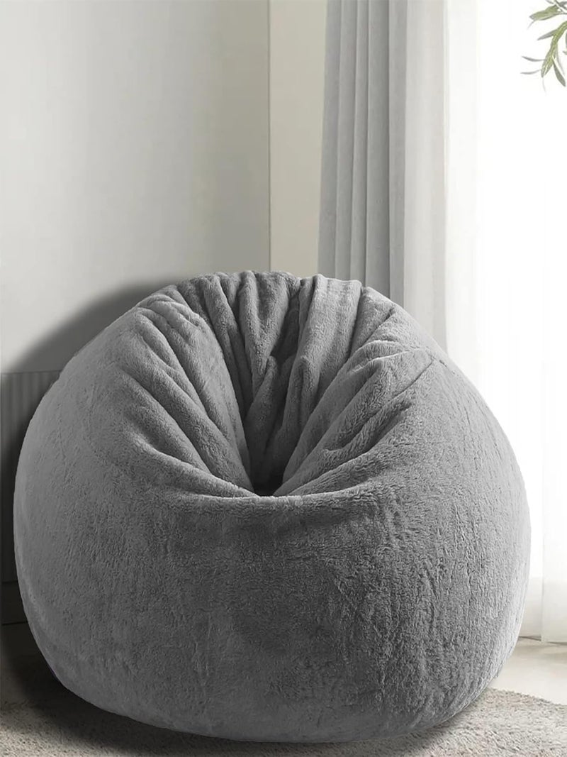 Mollismoons Mollismoons Bean Bag Fur Bean Bag Grey Bean Bag Furry Very Attractive Bean Bag Sofa Grey Color XXXL Bean Bag Cover Without Beans