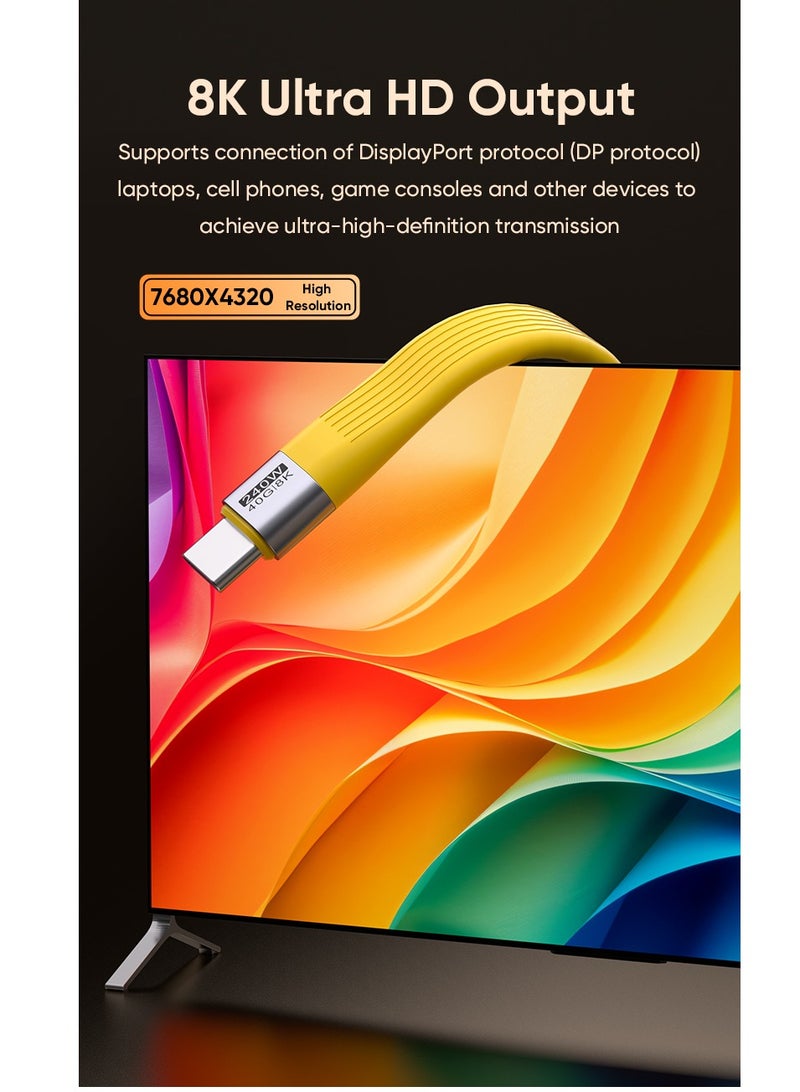 Type-C to Type-C 240W 40Gbps 8K Data Cable with PD3.1 Fast Charging, High-Speed Data Transfer, and Ultra HD Output for Laptops, Phones, and Game Consoles, Yellow - Image 5