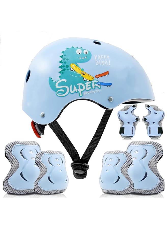 خوذة أطفال قابلة للتعديل للأطفال الصغار من سن 3 إلى 8 سنوات، مجموعة واقيات الركبة والكوع للأولاد والبنات، واقيات المعصم، مجموعة معدات الحماية الرياضية للدراجات وألواح التزلج والزلاجات الدوارة - Image 1