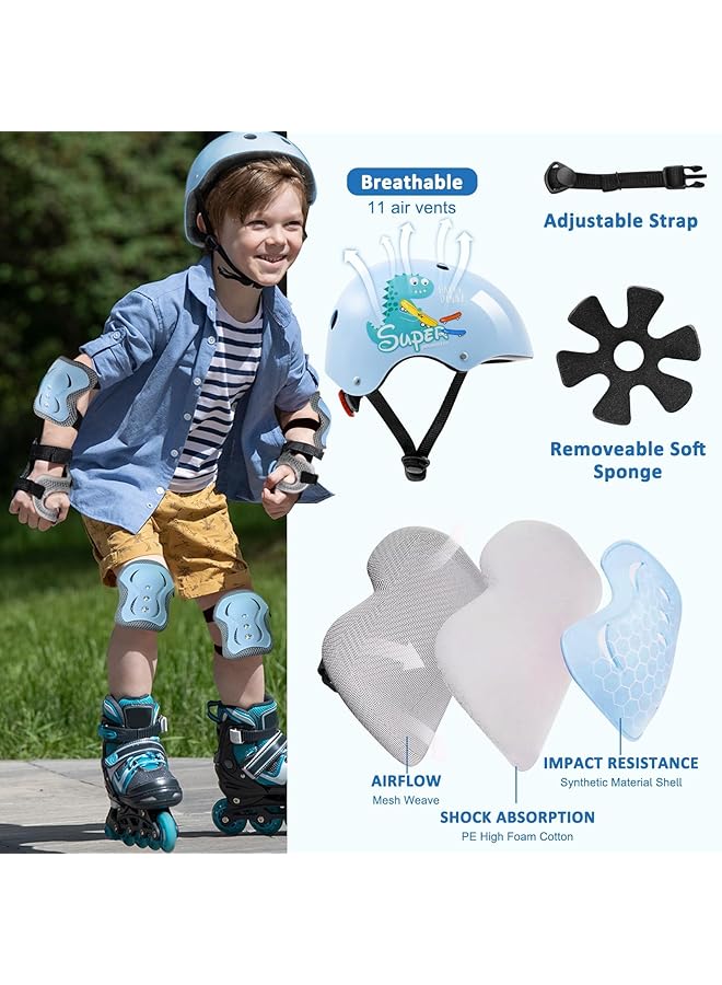 خوذة أطفال قابلة للتعديل للأطفال الصغار من سن 3 إلى 8 سنوات، مجموعة واقيات الركبة والكوع للأولاد والبنات، واقيات المعصم، مجموعة معدات الحماية الرياضية للدراجات وألواح التزلج والزلاجات الدوارة - Image 4