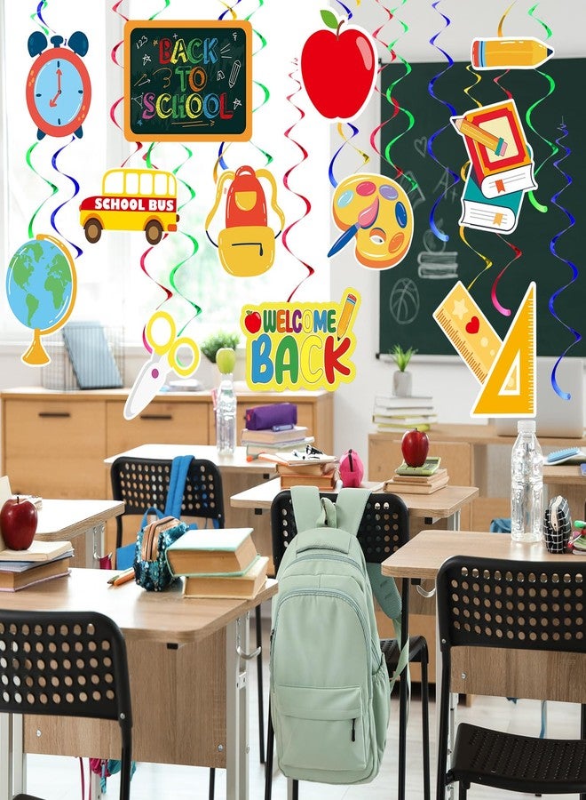 PerKoop 72 Pcs Back to School Decoration Hanging Swirl Back to School Party Streamer Decor Colorful Book Pencil Ruler Hanging Ceiling Swirls for Celebration Kindergarten Classroom Party Favor Supplies - Image 3