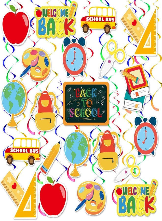 PerKoop 72 Pcs Back to School Decoration Hanging Swirl Back to School Party Streamer Decor Colorful Book Pencil Ruler Hanging Ceiling Swirls for Celebration Kindergarten Classroom Party Favor Supplies - Image 1