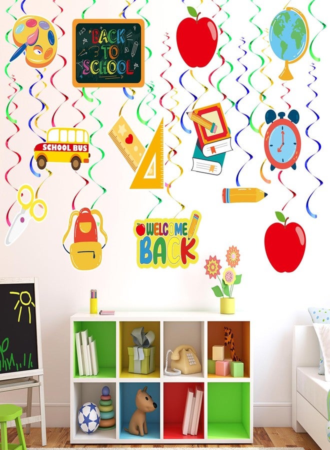 PerKoop 72 Pcs Back to School Decoration Hanging Swirl Back to School Party Streamer Decor Colorful Book Pencil Ruler Hanging Ceiling Swirls for Celebration Kindergarten Classroom Party Favor Supplies - Image 4