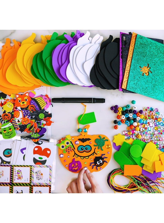 وينلين 36 مجموعة من زخارف اليقطين الهالوينية المصنوعة يدويًا من الفوم ومجموعات الحرف اليدوية الهالوينية على شكل شبح وخفاش ووحش وملصقات من الفوم وفنون الهالوين والحرف اليدوية للأطفال وأنشطة الفصل الدراسي المنزلية وهدايا الحفلات وحفلات الهالوين - Image 2