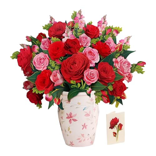 Freshcut Paper Grande Blooming Roses 20.5 Inch Life-Sized 3D Pop Up Cards – Anniversary, Valentine's Day, Mothers Day, Thank You, Gifts for Mom and Her – Includes Notecard and Envelope - Image 1