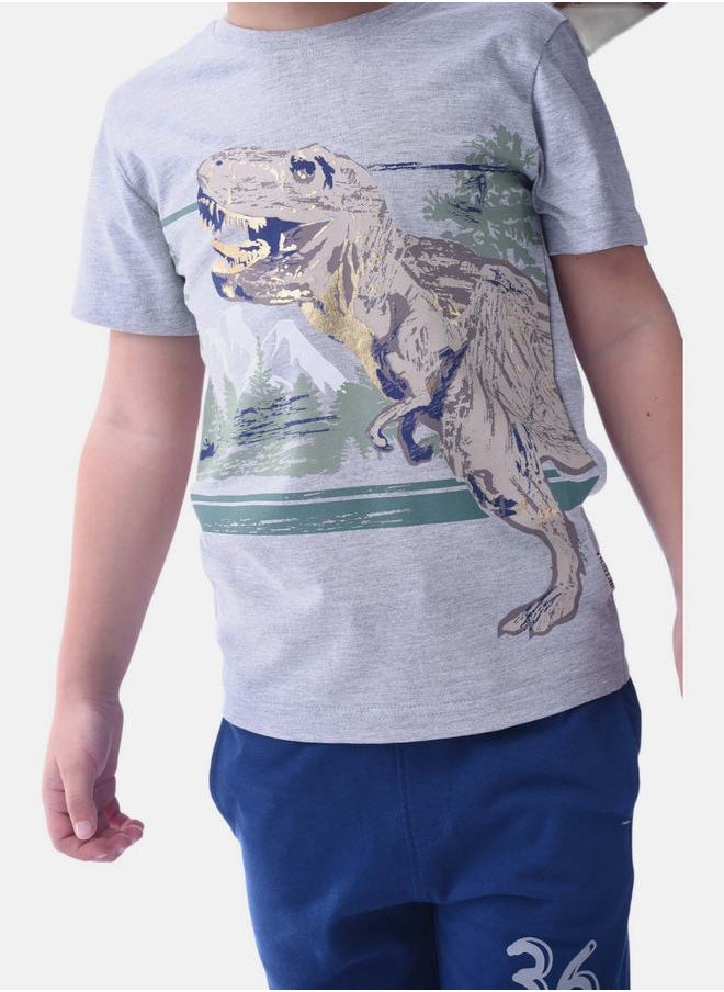 URBASY - Dinosaur Print Short Sleeve T-Shirt & Shorts Set by Styli - Image 1