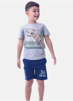 Dinosaur Print Short Sleeve T-Shirt & Shorts Set by Styli