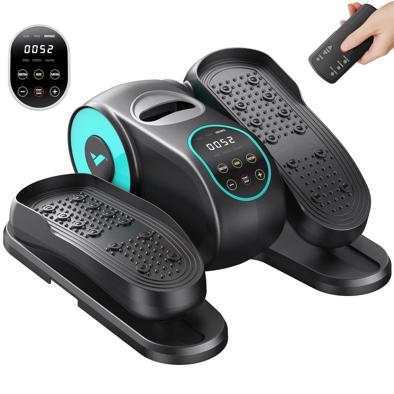 MERACH Under Desk Elliptical Machine, Leg Exerciser While Sitting for Seniors with Remote Control & 12-Speeds, Quiet Portable Electric Seated Pedal Exerciser Machine for Home Office (Blue) - Image 1