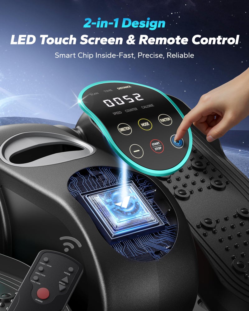 MERACH Under Desk Elliptical Machine, Leg Exerciser While Sitting for Seniors with Remote Control & 12-Speeds, Quiet Portable Electric Seated Pedal Exerciser Machine for Home Office (Blue) - Image 4