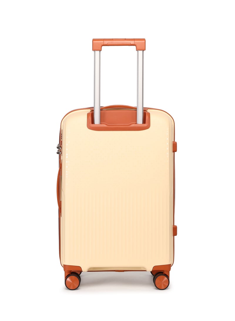 BRITISH TOURISTER 3 Piece Polypropylene Hard Side Spinner Luggage Trolley Set 20/24/28 Inch - Beige - Image 4