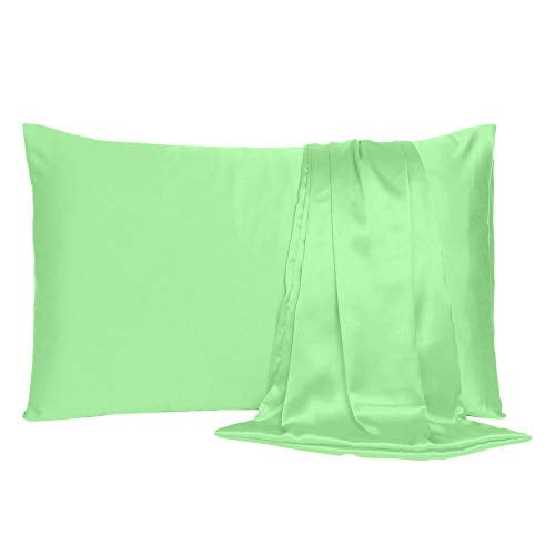 Oussum Satin Silk Pillowcase Pillow Case Covers with Envelop Closure for Hair and Skin Home Bed Decor Set of 2 Pillowcase Free 3 pcs scrunchies (Standard, Ambrosia Green) - Image 3
