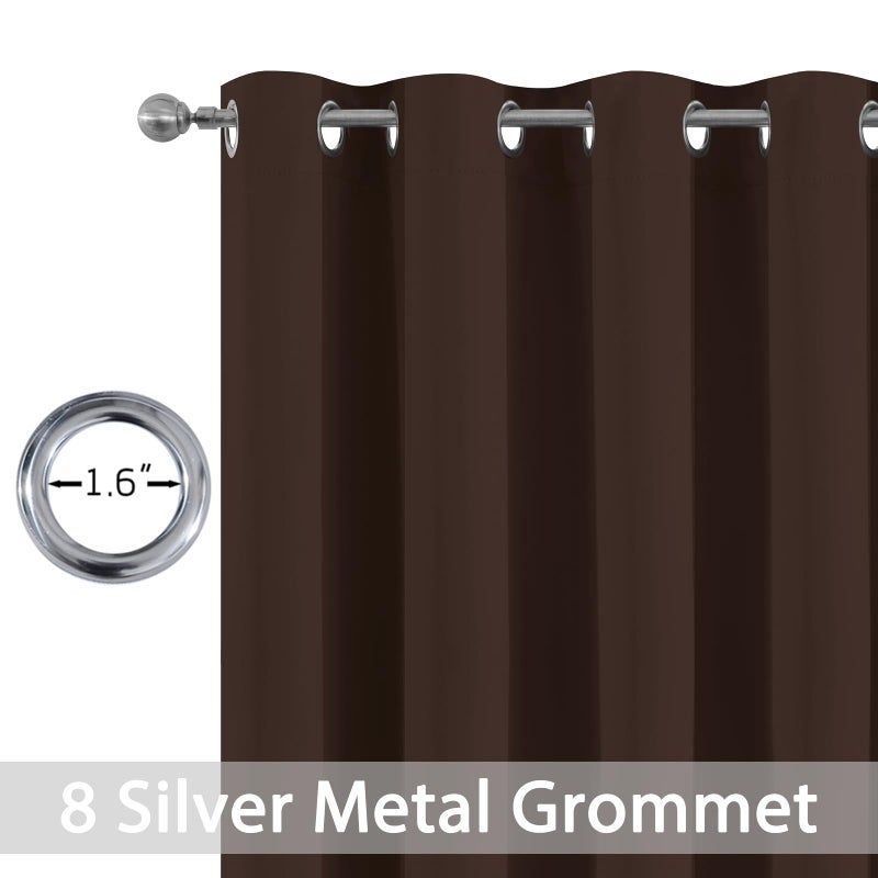 Yakamok Blackout Room Darkening Insulated Grommet Panels Window Curtains with 2 Tie Backs (Set of 2, Chocolate Brown, 52 x 96 Inch) - Image 4