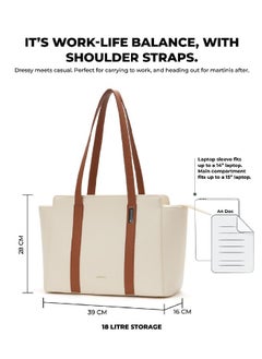 Mokobara MOKOBARA The Sunflower Tote Bag | Lightweight for Daily use and Work with Luggage Sleeve and 14" Laptop Compartment for Women (Coconut Cream 2.0)  - Image 3