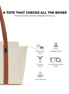 Mokobara MOKOBARA The Sunflower Tote Bag | Lightweight for Daily use and Work with Luggage Sleeve and 14" Laptop Compartment for Women (Coconut Cream 2.0)  - Image 4