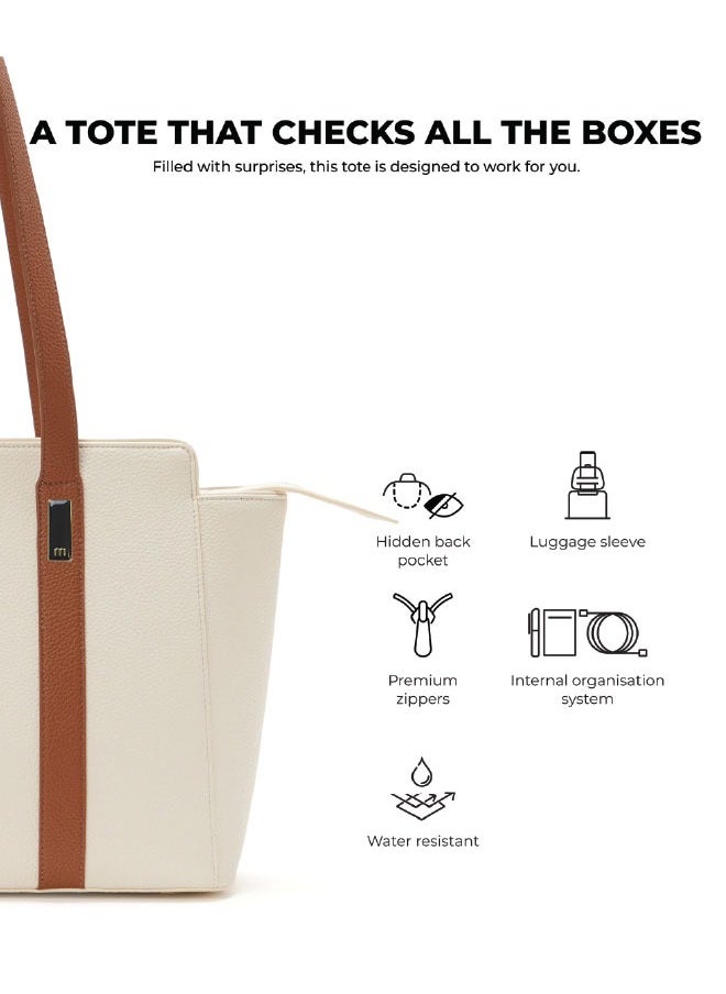 Mokobara MOKOBARA The Sunflower Tote Bag | Lightweight for Daily use and Work with Luggage Sleeve and 14" Laptop Compartment for Women (Coconut Cream 2.0)  - Image 4