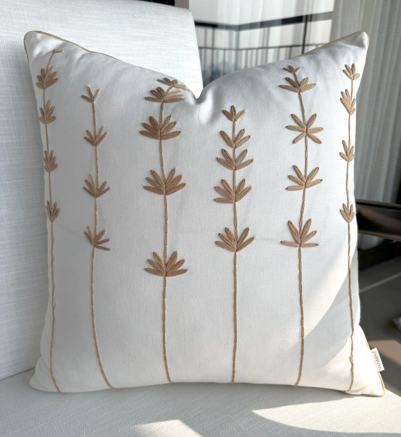 VAGMINE Embroidered Botanical Throw Pillow Cover 20x20 â€“ Ivory Cotton Square Accent Cushion for Sofa, Bed & Living Room â€“ Lollipop - Image 1