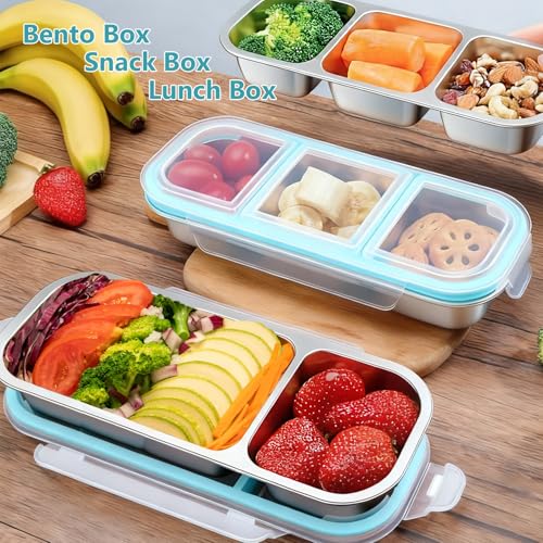 Besmall Food Storage Containers with Airtight Lid, Stainless Steel Snack Containers, Leak Proof Metal Lunchbox with Compartment and Spoon, Lunch Box Bento Box Adult for Office, Travel, Meal Prep - Image 4