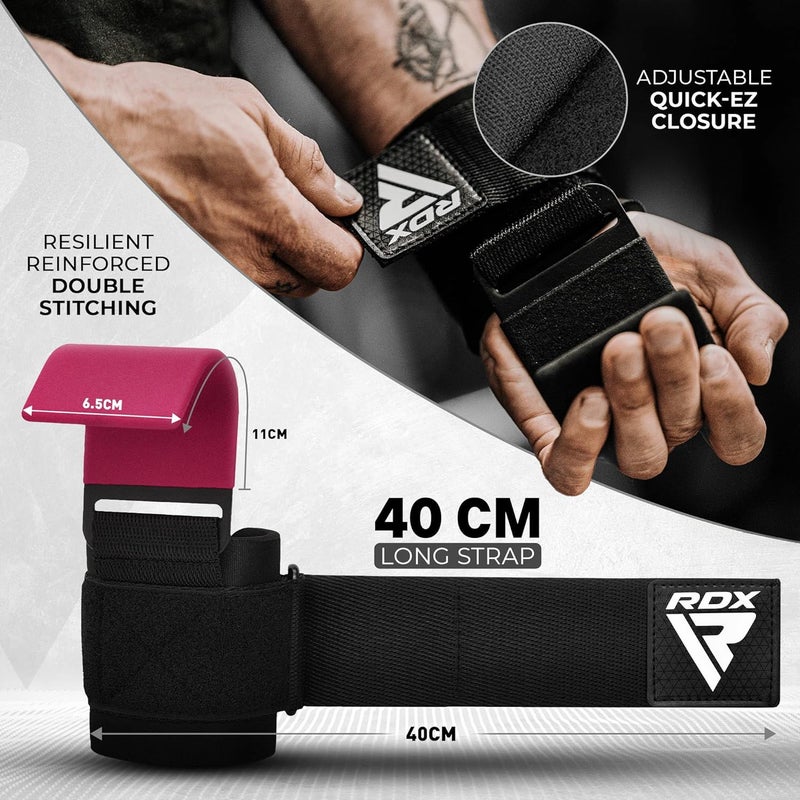 Rdx Weight Lifting Hooks for Deadlifting (Pair) - 600Lbs Capacity - 8MM Neoprene Wrist Support Wraps - Grip Enhancer for Pull Ups Lat Pulldowns Rows - Adjustable Gym Workout Power Straps for Men Women - Image 4