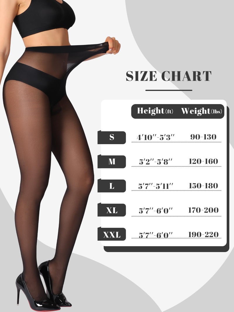 HONENNA Sheer Black Tights for Women 2 Pairs Ultra Thin Reinforced T Crotch Control Top Pantyhose Stockings - Image 5