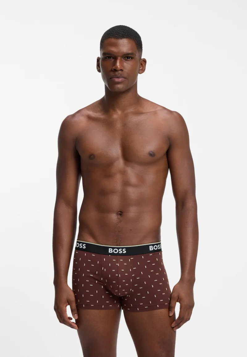 BOSS Three-pack of logo-detail trunks in stretch cotton