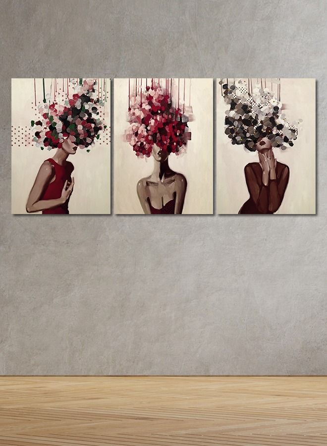 ماركتنا لوحة جدارية فنية لتزين الحائط بتصميم إمراة، ثلاث قطع ،مقاس120X60سم - Image 1