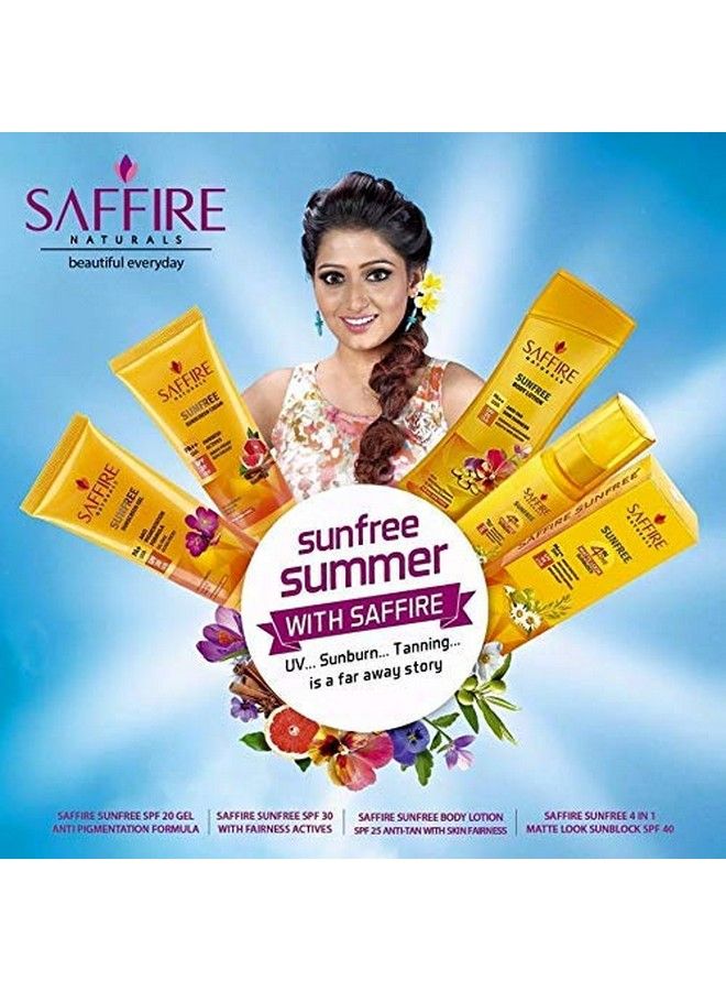 SAFFIRE Naturals Sunfree Matte Look 4In1 Sunscreen ; Spf 40 ; Pa+++ ; Lightweight With Chamomile & Olives ; Acne Safe & No White Caste Sunscreen (50Ml) - Image 4