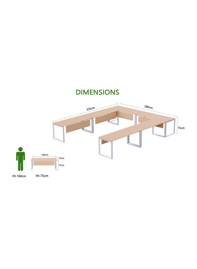 Mahmayi Mahmayi Vorm 136-14 12 Seater Oak U-Shaped Conference-Meeting Table  - Image 4