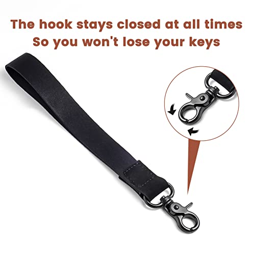 XCHIN Hand Wrist Lanyard Key Chain Holder, Black Wristlet Strap for Key for Women & Men, Short Keychain Lanyard for Car Key - Image 2