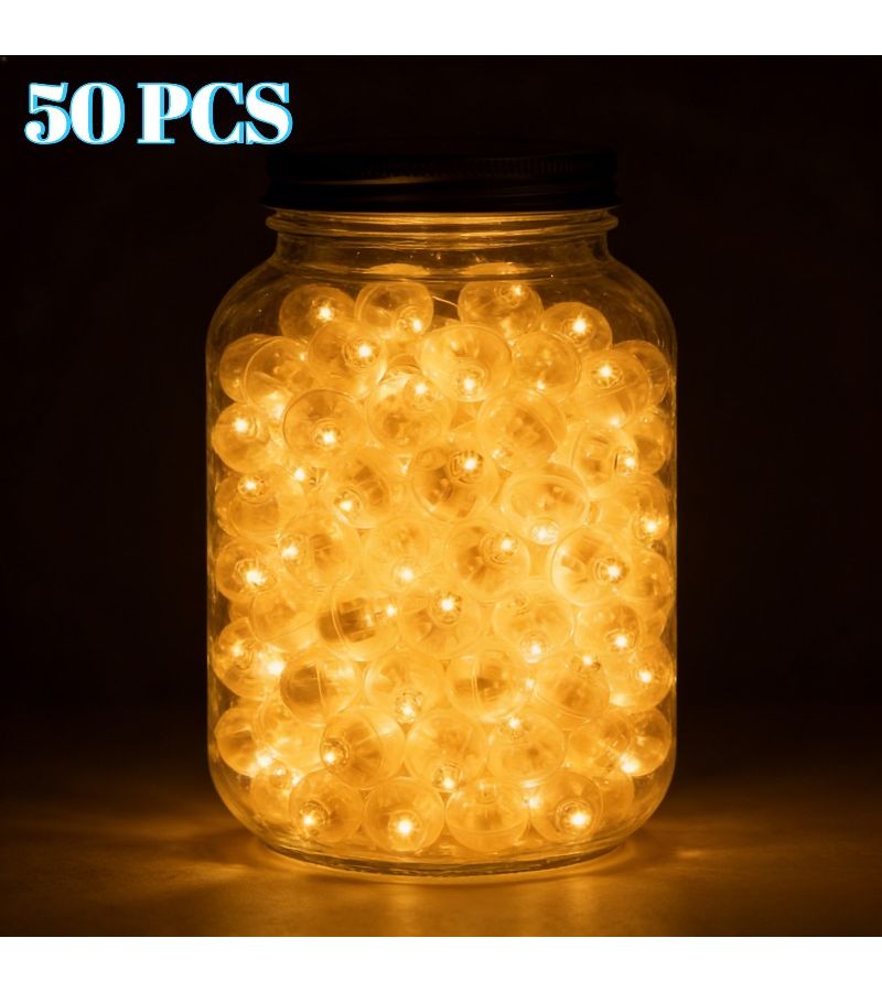 أضواء بالونات LED 50 قطعة، بيضاء، صغيرة، تعمل بالبطارية، قابلة للتجميع الذاتي (DIY). - Image 5