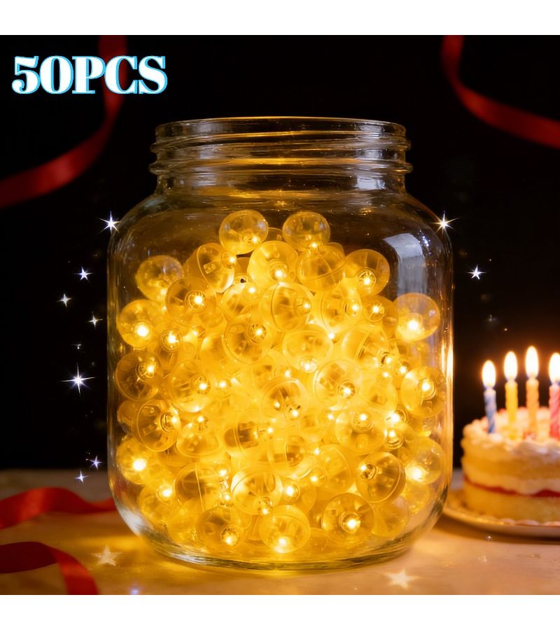أضواء بالونات LED 50 قطعة، بيضاء، صغيرة، تعمل بالبطارية، قابلة للتجميع الذاتي (DIY). - Image 3