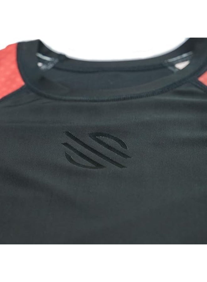 Sanabul  Kids Long Sleeve Rash Guard – Comfortable, Durable, SPF 50 Protection | Ideal for BJJ, MMA, Surfing & Sports Training | Boys & Girls Fit, Black/Red - Image 3