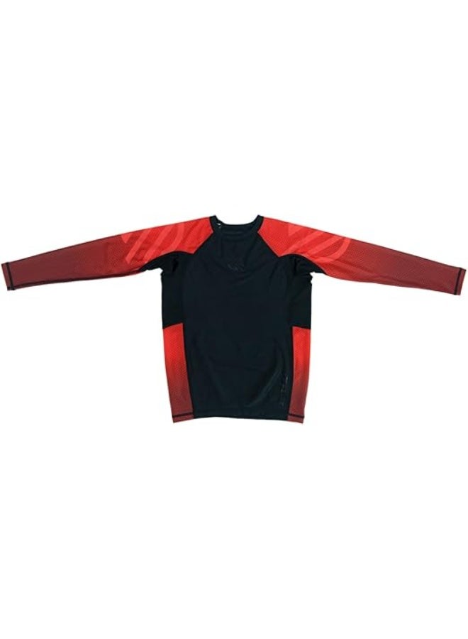 Sanabul  Kids Long Sleeve Rash Guard – Comfortable, Durable, SPF 50 Protection | Ideal for BJJ, MMA, Surfing & Sports Training | Boys & Girls Fit, Black/Red - Image 2