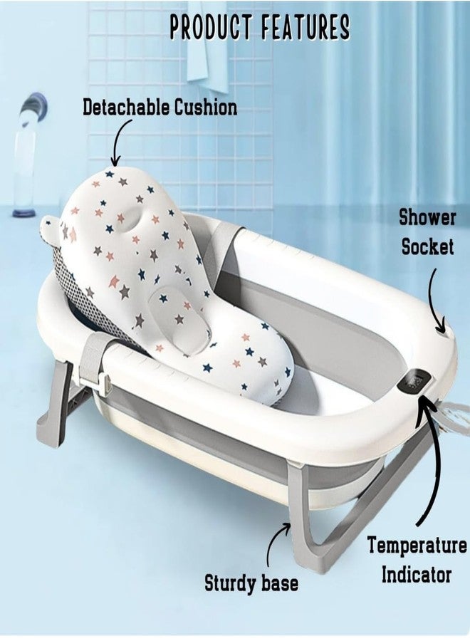 RichTots Premium Splash & Play Foldable Baby Bath Tub with Cushion & Temperature Indicator, Thickened Edge Design, Soft and Durable PP Material, for 0-24 Months (Multicolour) - Image 2