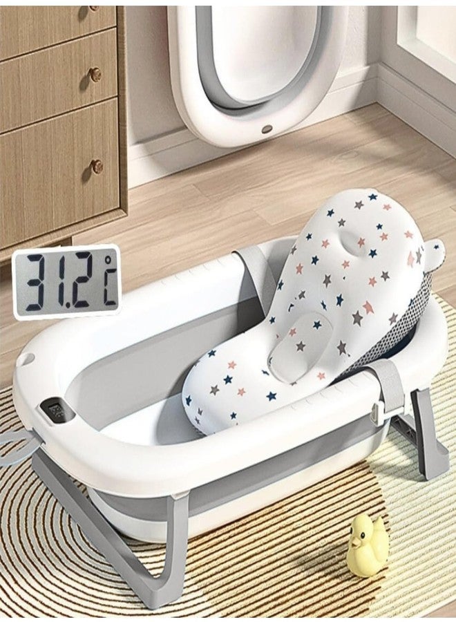RichTots Premium Splash & Play Foldable Baby Bath Tub with Cushion & Temperature Indicator, Thickened Edge Design, Soft and Durable PP Material, for 0-24 Months (Multicolour) - Image 1