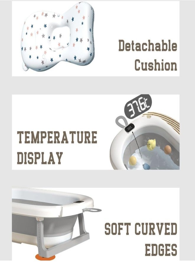 RichTots Premium Splash & Play Foldable Baby Bath Tub with Cushion & Temperature Indicator, Thickened Edge Design, Soft and Durable PP Material, for 0-24 Months (Multicolour) - Image 3
