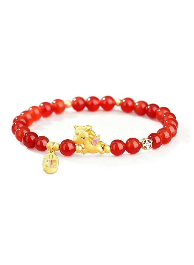 "Fortune Bracelet - Red Agate Beads for the Year of the Horse, Chinese New Year Gift" - Image 2
