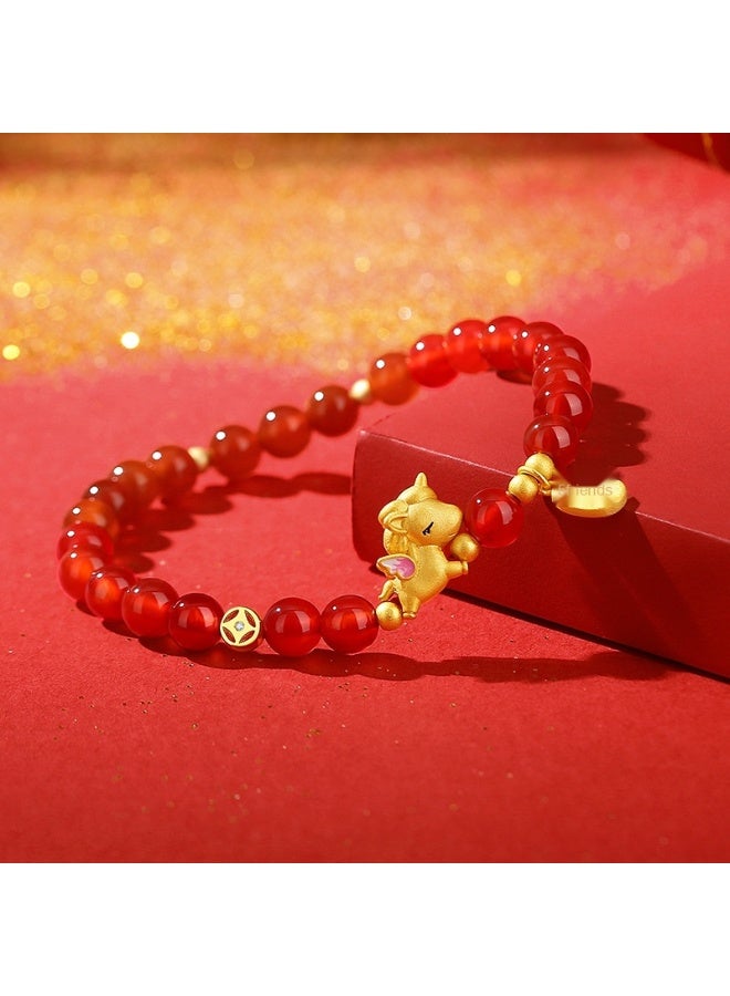 "Fortune Bracelet - Red Agate Beads for the Year of the Horse, Chinese New Year Gift" - Image 3