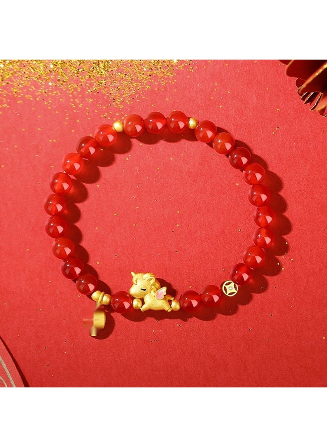 "Fortune Bracelet - Red Agate Beads for the Year of the Horse, Chinese New Year Gift" - Image 5