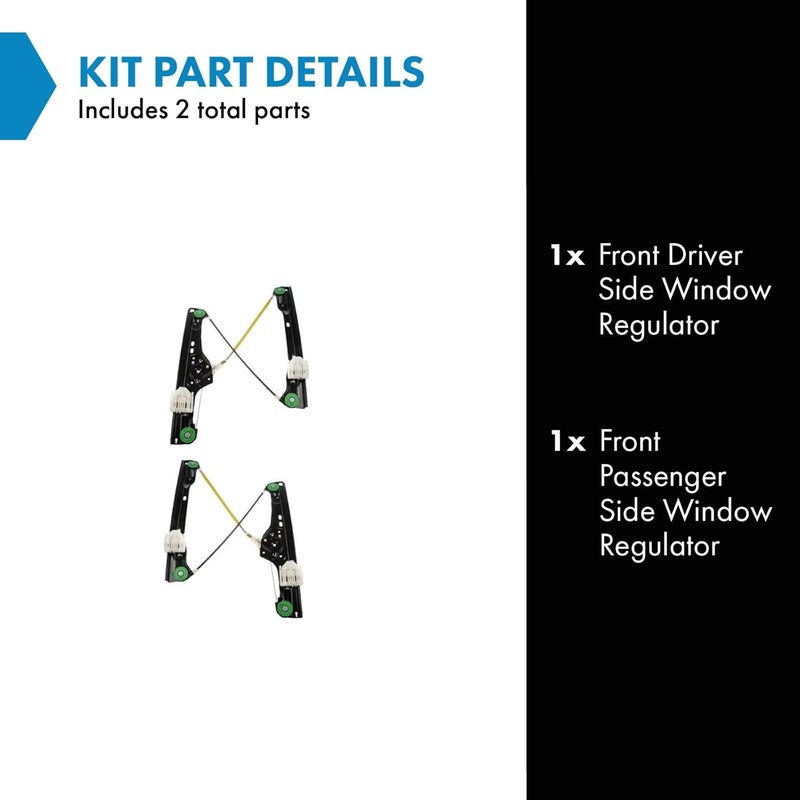 TRQ Front Power Window Regulator Set Compatible with 2006 BMW 325i 325xi 2007-2012 328i 2009-2012 328i xDrive 2007-2008 328xi 330i 330xi 2009-2011 335d 2007-2011 335i 335i xDrive 335xi 2008-2011 M3 - Image 1