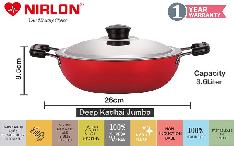 Nirlon Nirlon Non Stick Aluminium Cookware Combo Essential Gift Set Item Stain Resistance 9 Piece 26mm_DKDJ_AC_AP7_AP12_UP7_TP24_3SPN  - Image 2