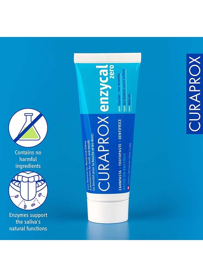 CURAPROX Enzycal Zero Toothpaste | Fluoride-Free, SLS-Free & Menthol-Free Formula | Gentle Oral Care with Natural Enzyme Protection | 75ml, Made in Switzerland - Image 4